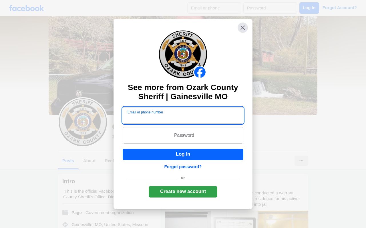 Official Ozark County Sheriff social source for selected released inmate mugshot discovery
